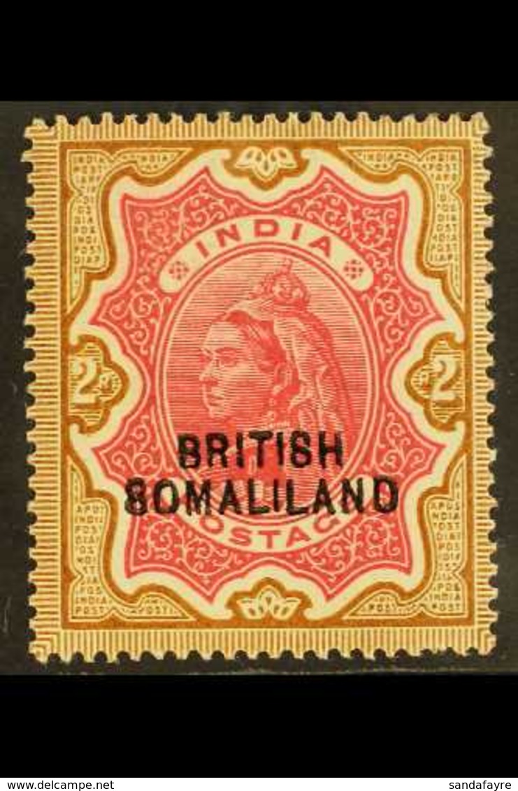 1903 2r Carmine And Yellow Brown, QV, SG 22, With Unlisted Overprint Error "8" For "S", Very Fine Mint. Attractive Curio - Somalilandia (Protectorado ...-1959)