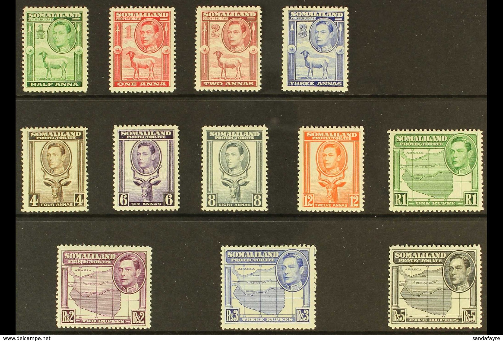 1938 "Portrait To Left" Definitive Complete Set, SG 93/104, Mint (12 Stamps) For More Images, Please Visit Http://www.sa - Somalilandia (Protectorado ...-1959)