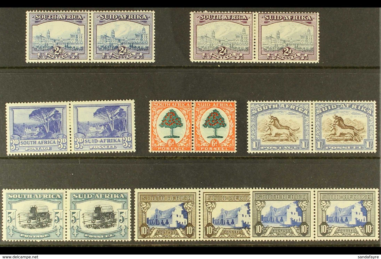1933-48 Definitive Selection Of Very Fine Mint Horizontal Pairs Comprising Both 2d (SG 58/58a), 3d (SG 59), 6d Die I (SG - Sin Clasificación