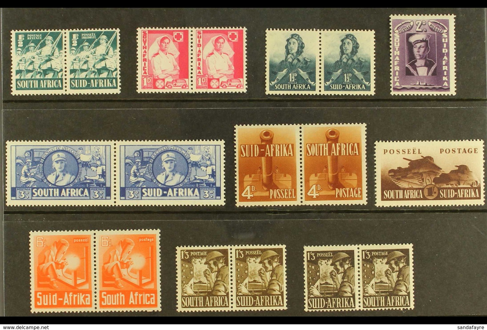 1941-46 War Effort Set , SG 88/96, Plus 1s3d Additional SG Listed Shade, Never Hinged Mint. (8 Pairs & 2 Singles) For Mo - Non Classificati