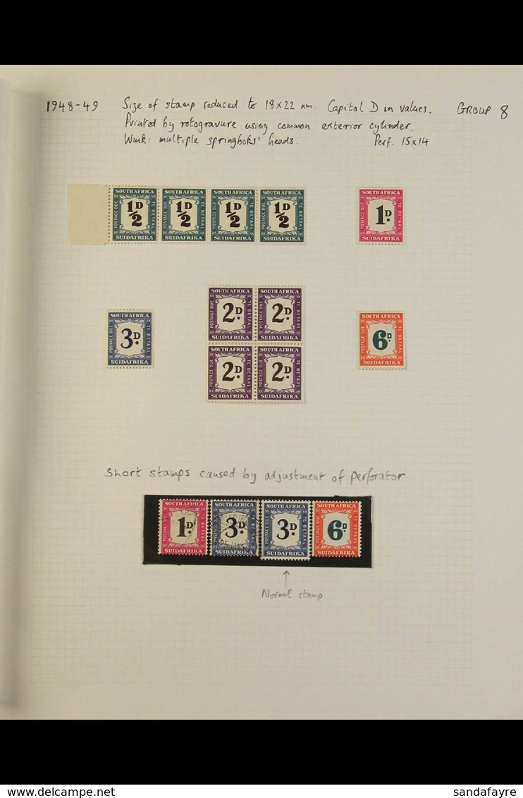 POSTAGE DUE 1948-49 Study Collection Written Up On Pages, With The Set Mint And In Blocks Of Four (some Nhm), ½d, 1d Blo - Sin Clasificación