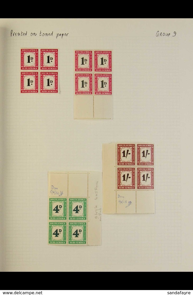 POSTAGE DUE 1950-58 Study Collection Written Up On Pages, With 3d To 1s Nhm Blocks Of Four, The Set In Cds Pairs, A Rang - Sin Clasificación