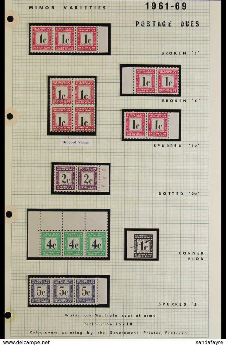 POSTAGE DUE VARIETIES 1961-71 RSA COLLECTION, Mostly Never Hinged Mint, Includes 1961-9 1c With Nice Value Shift In Bloc - Sin Clasificación