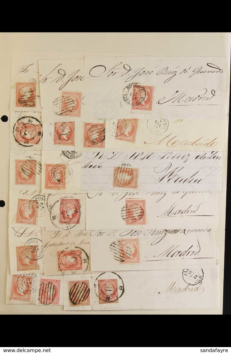 1856-1859 4c USED ON LARGE PIECES & COVER FRONTS. An Interesting Used Collection Of Mostly 1856-59 4c Imperf Stamps (plu - Otros & Sin Clasificación