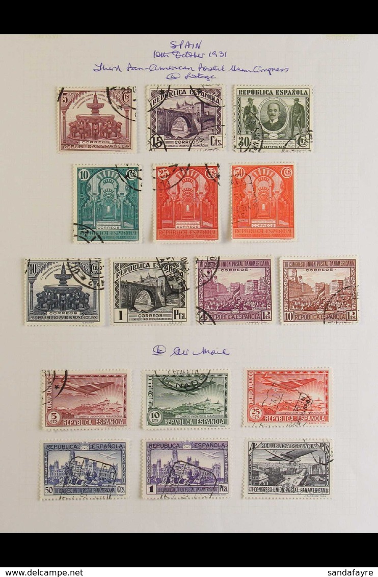 1931 USED SELECTION On Album Pages That Includes 3rd Pan-American Postal Union Congress, Postage And Airmail Sets, SG 69 - Otros & Sin Clasificación