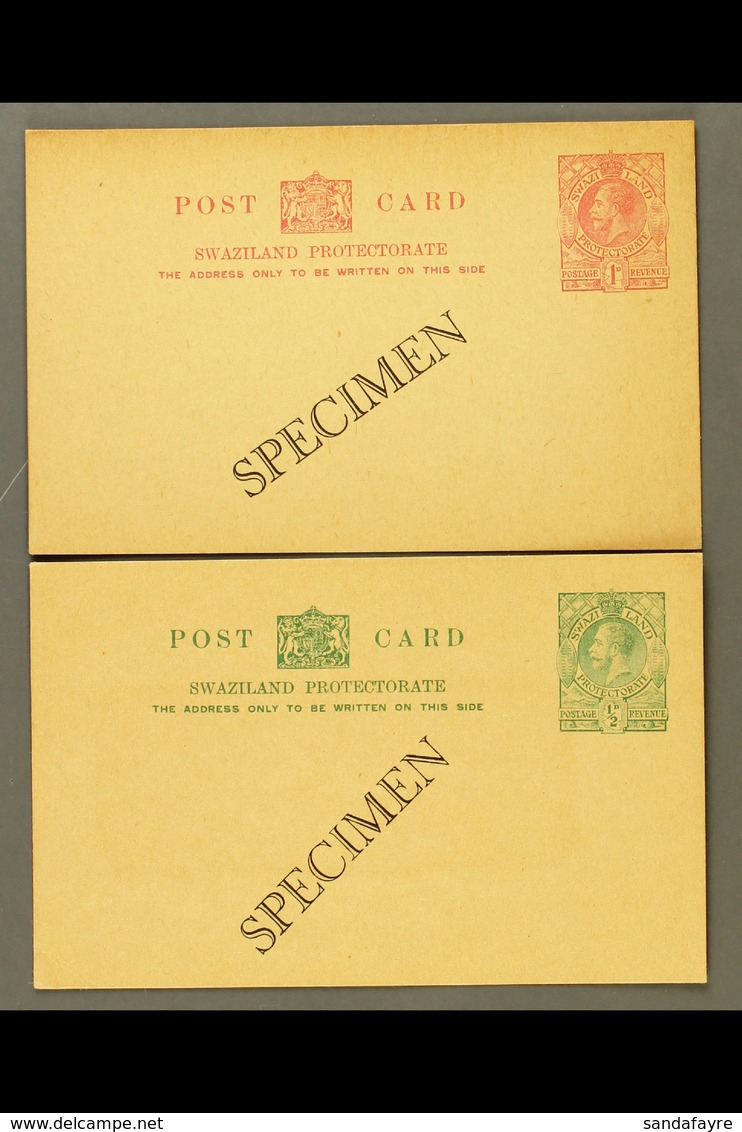 POSTAL STATIONERY 1932-5 KGV  ½d Green & 1d Carmine Postcards, H&G 1/2, Both Unused With "SPECIMEN" Overprints (2). For  - Swaziland (...-1967)