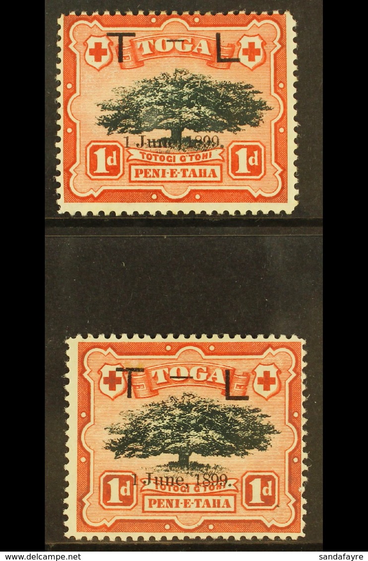1899 1d Black & Scarlet Royal Wedding Overprints Both Types (hyphen 2mm And 3mm Long), SG 54 & 54b, Fine Mint. (2 Stamps - Tonga (...-1970)