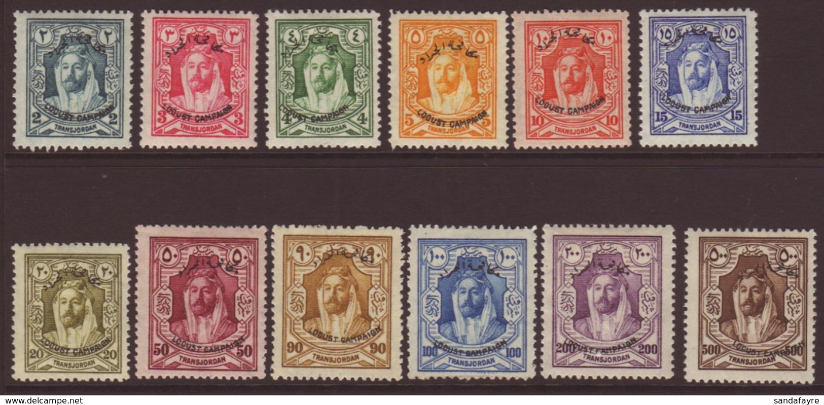 1930 Locust Campaign Overprints Complete Set, SG 183/94, Very Fine Mint, Fresh. (12 Stamps) For More Images, Please Visi - Jordania