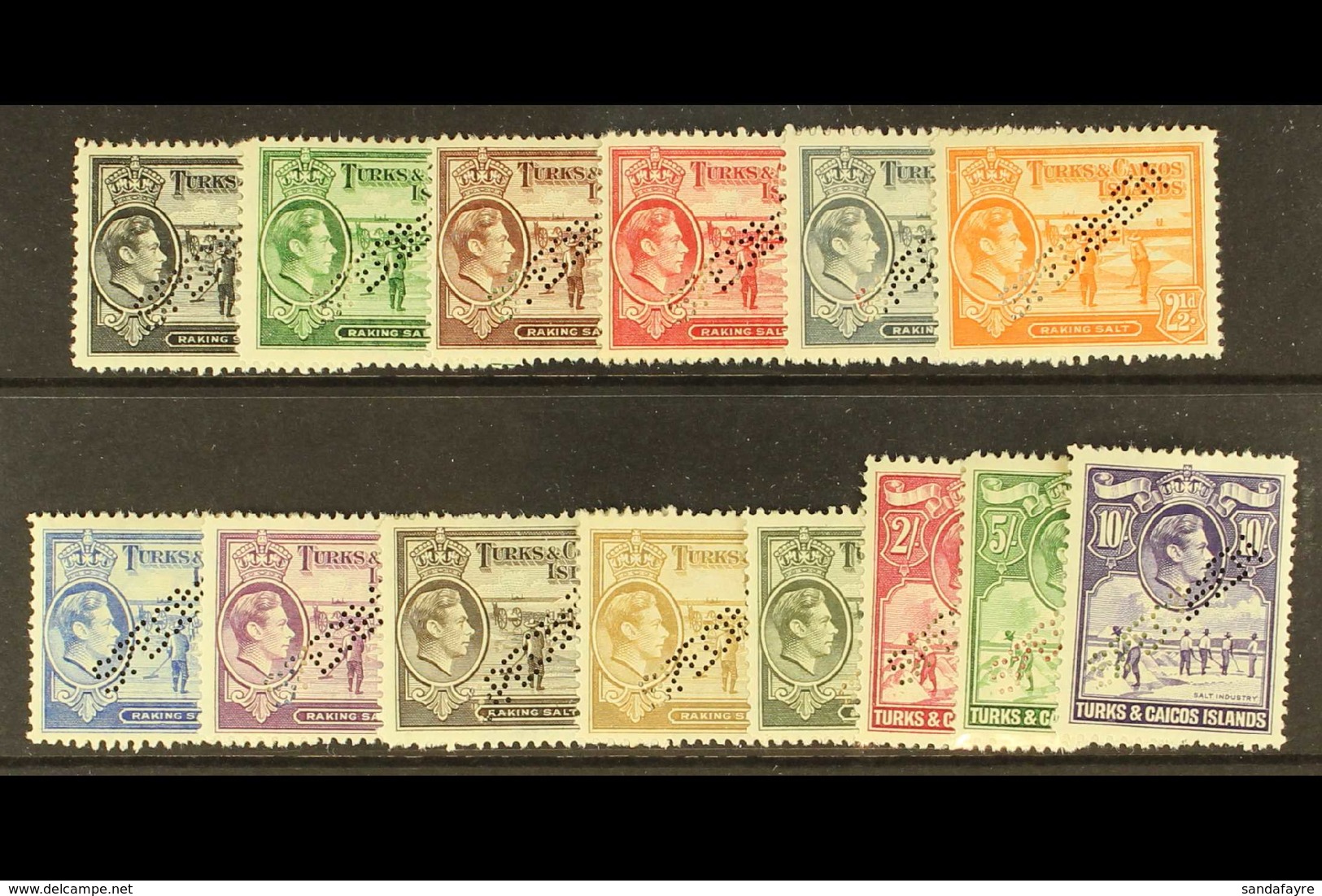 1938 Geo VI Complete, Perforated "Specimen", SG 194s/205s, Very Fine Mint, Large Part Og. (14 Stamps) For More Images, P - Turcas Y Caicos