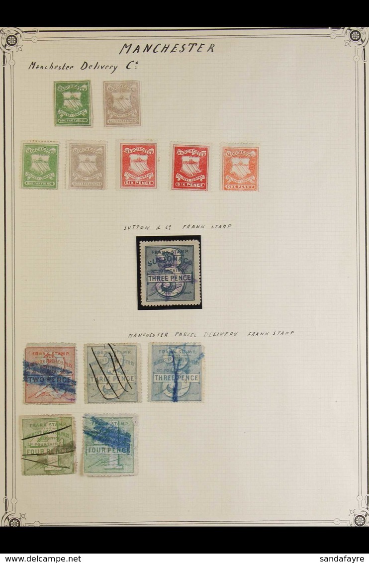 DELIVERY COMPANY STAMPS - MANCHESTER Mint And Used Collection On An Old Album Page. With Manchester Delivery Company, Su - Otros & Sin Clasificación