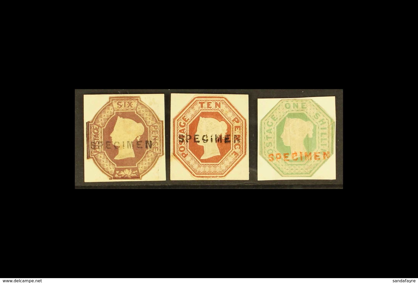 1847-54 Embossed Issue Complete Set, Each Overprinted "SPECIMEN", Cut To Shape And Mounted On White Card. Very Rare, Spe - Otros & Sin Clasificación