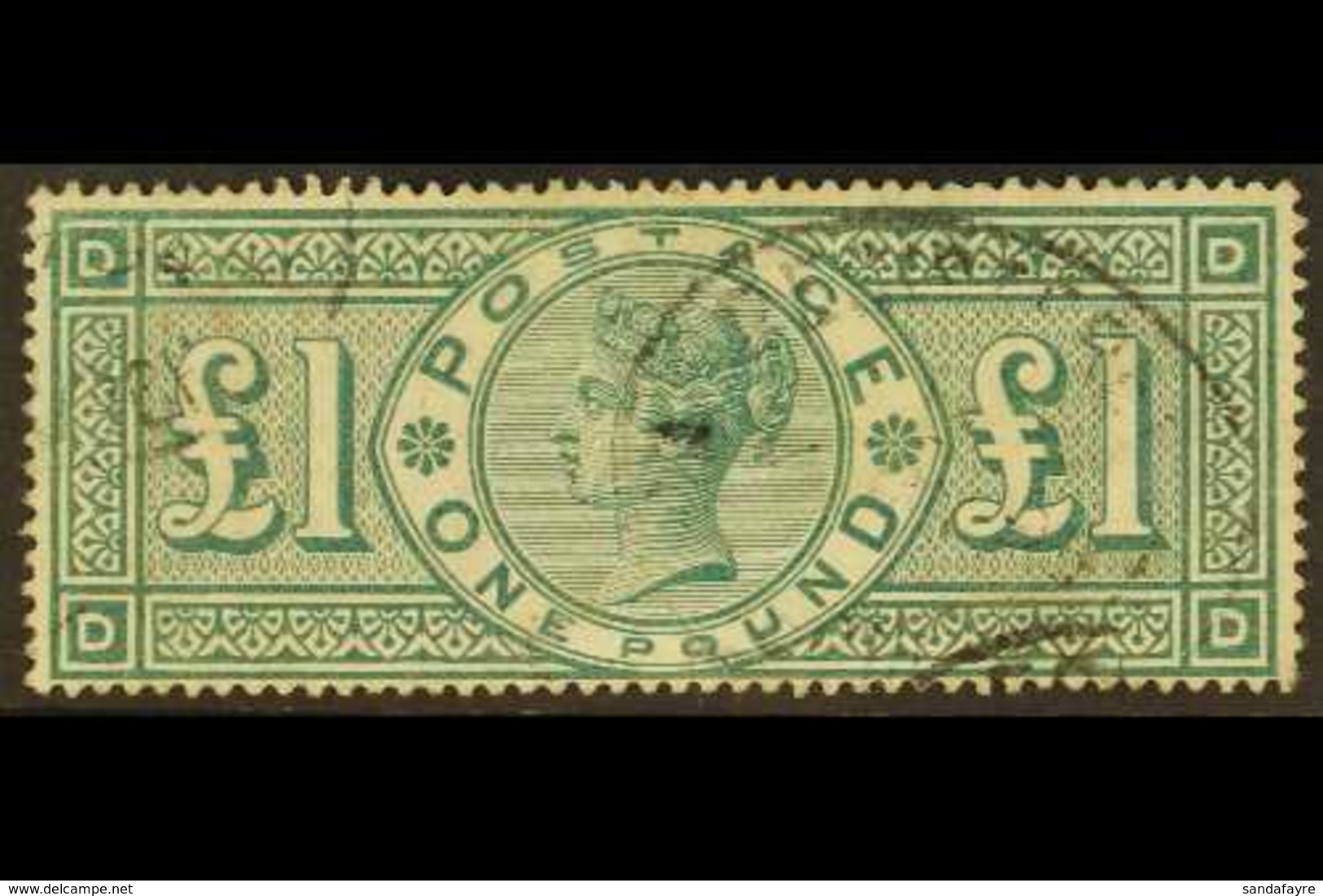 1891 £1 Green, SG 212, Used With Light Registered Oval Cancellations, 1 Short Perf But Nice Appearance. For More Images, - Otros & Sin Clasificación