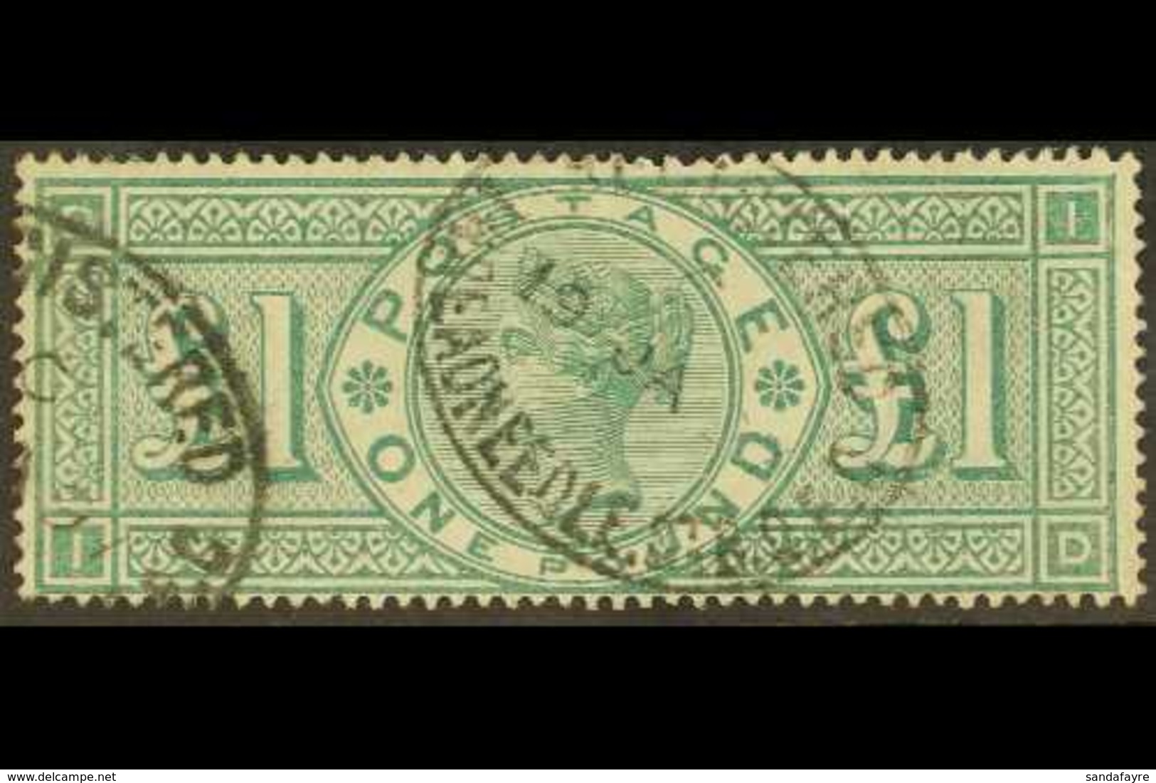 1891 £1 Green, SG 212, Used With Light Registered Oval Pmks. Fresh & Attractive. For More Images, Please Visit Http://ww - Otros & Sin Clasificación