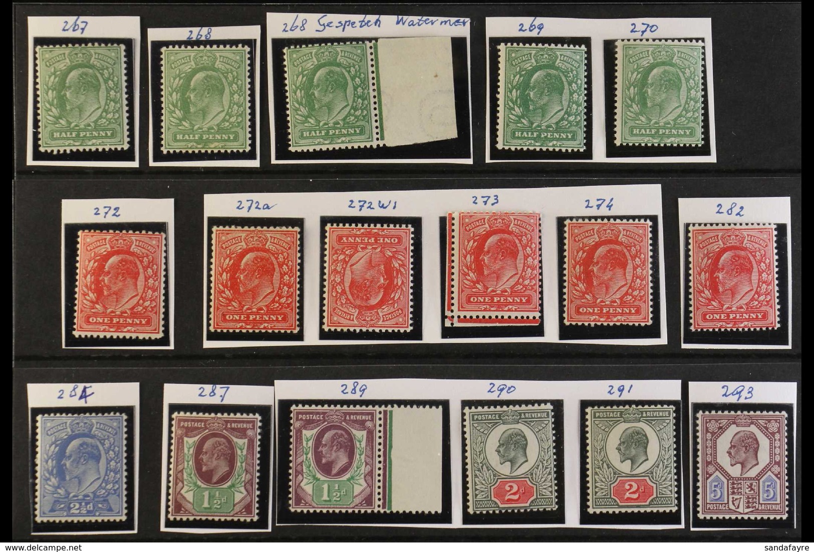 1910-1913 KEVII NEVER HINGED MINT SELECTION Presented On A Stock Card, ALL DIFFERENT & Includes A Selection Of Values To - Sin Clasificación