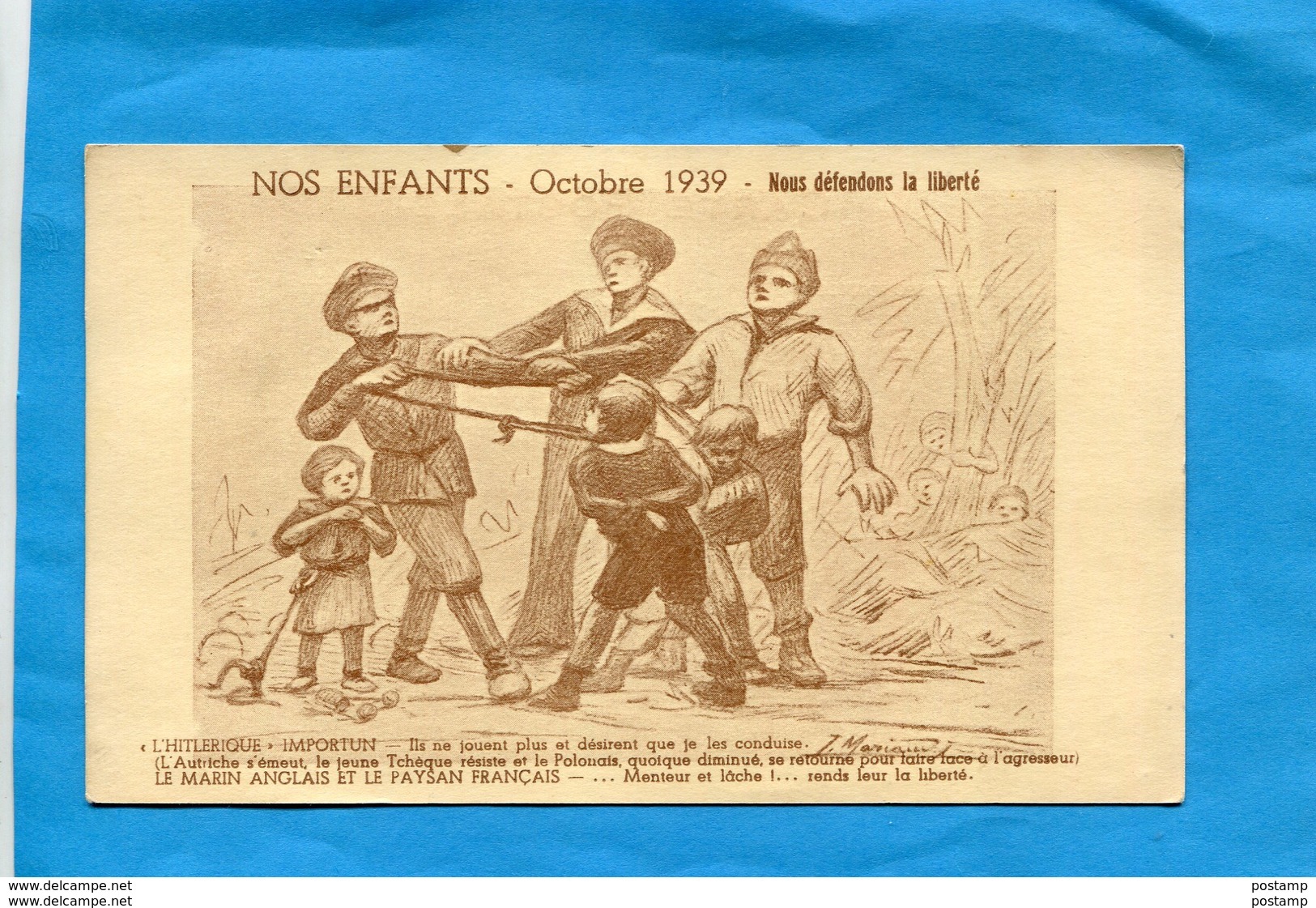 Propagande-octobre 1939-"l'hitlérique Importun"Nos Enfants" Défendons La Liberté-illustrée - - Satira
