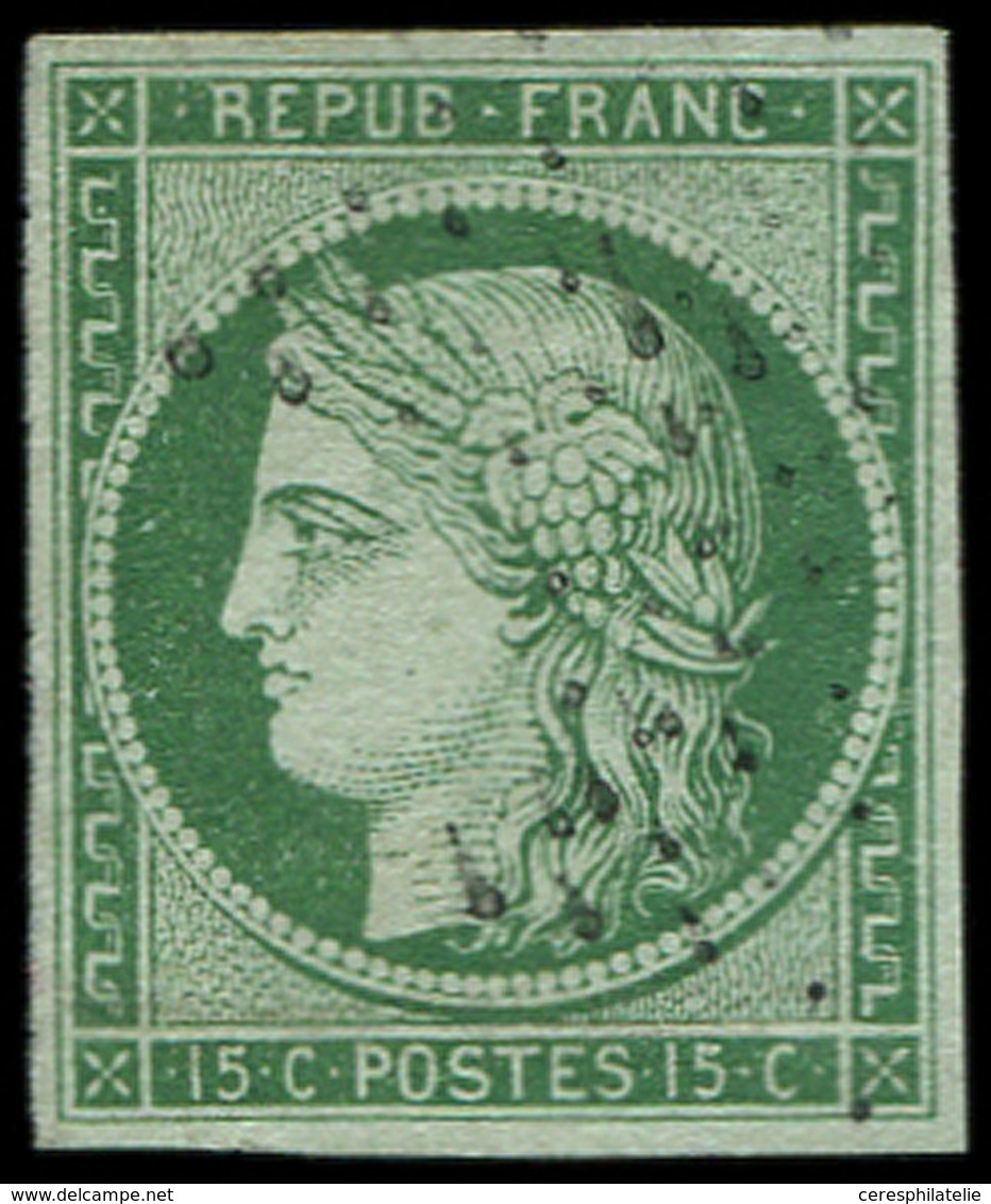 EMISSION DE 1849 - 2    15c. Vert, Obl. ETOILE, Frappe Légère, Effigie Dégagée, TB/TTB - 1849-1850 Ceres