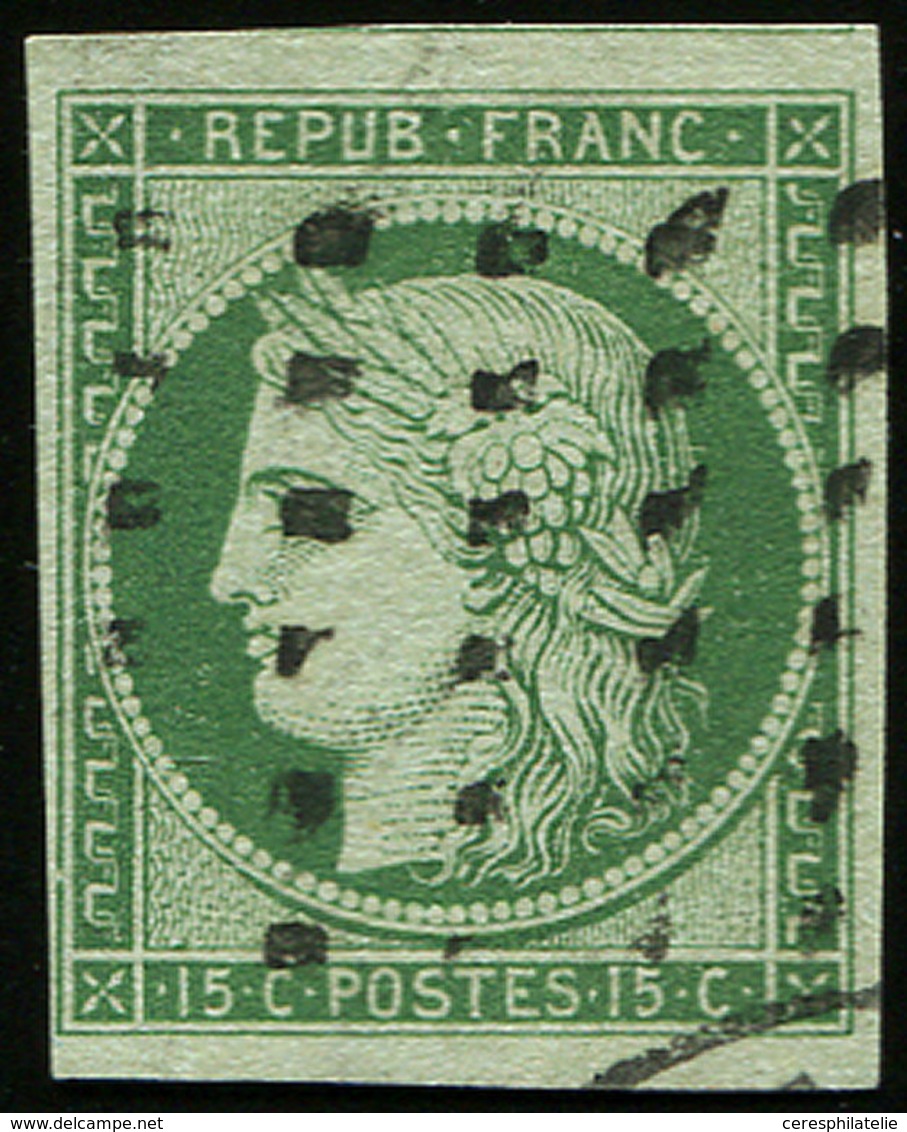 EMISSION DE 1849 - 2    15c. Vert, Oblitéré GROS POINTS, TB. C - 1849-1850 Cérès