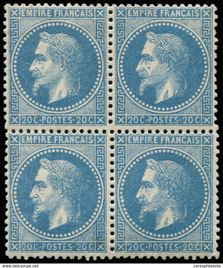 * EMPIRE LAURE - 29B  20c. Bleu, T II, BLOC De 4, Petites Ch., TB - 1863-1870 Napoleone III Con Gli Allori