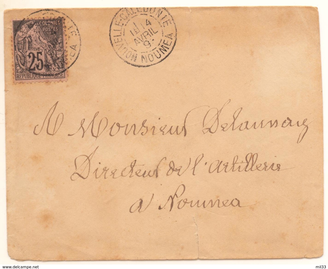 Rare Lettre De 1893 De Nouméa Avec Le 25c Noir/ Rose Alphée Dubois Cote Maury 1400 € - Lettres & Documents