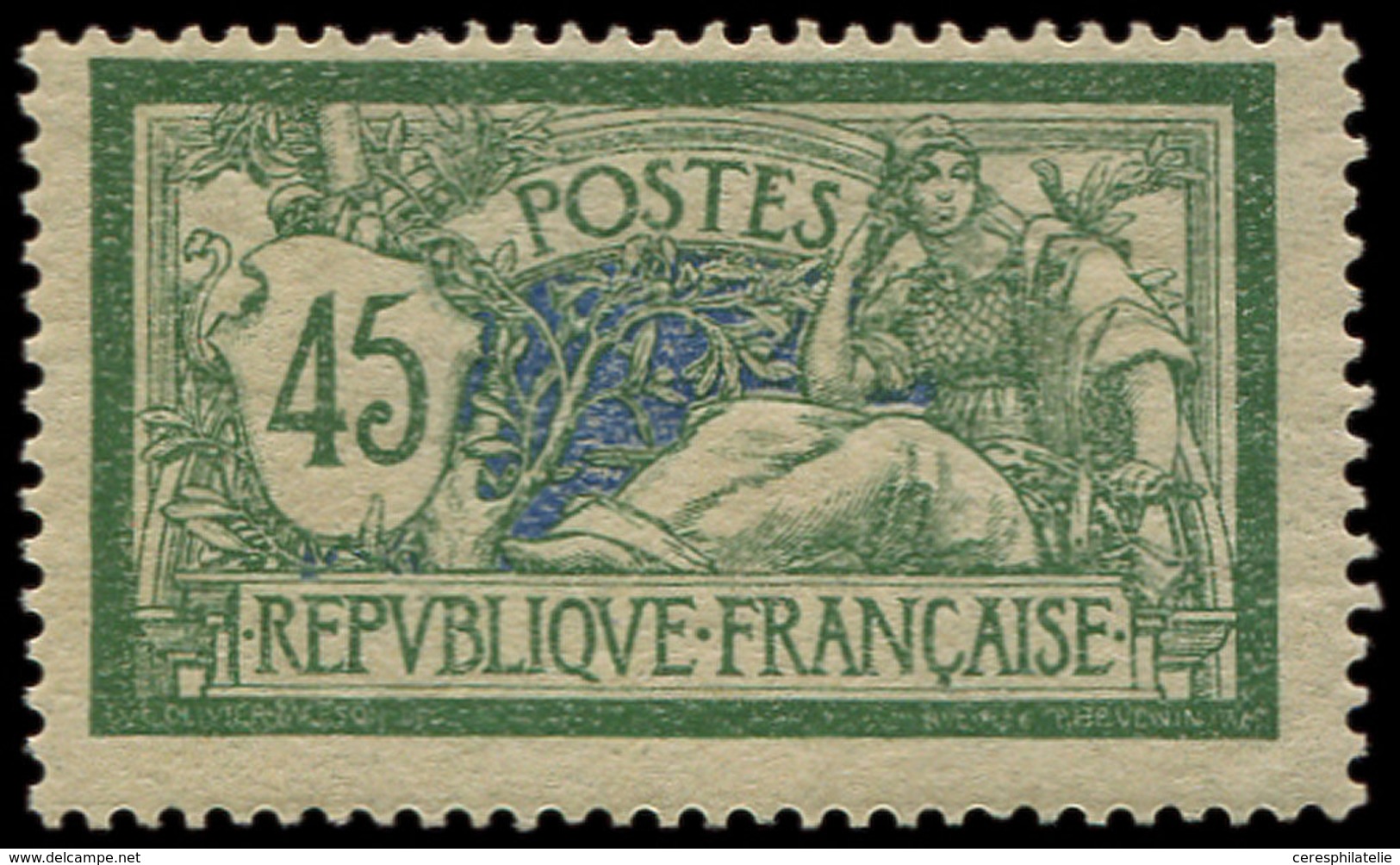 ** EMISSIONS DU XXème SIECLE - 143d  Merson, 45c. Vert Et Bleu, Papier GC, TB - Usados