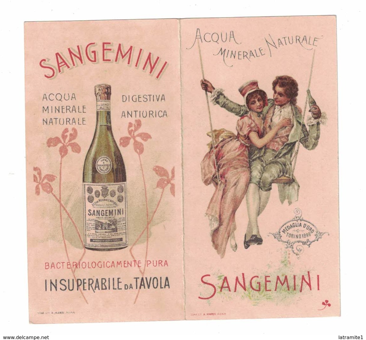 CALENDARIETTO  SEMESTRINO  1899  ACQUA MINERALE NATURALE SANGEMINI - Autres & Non Classés