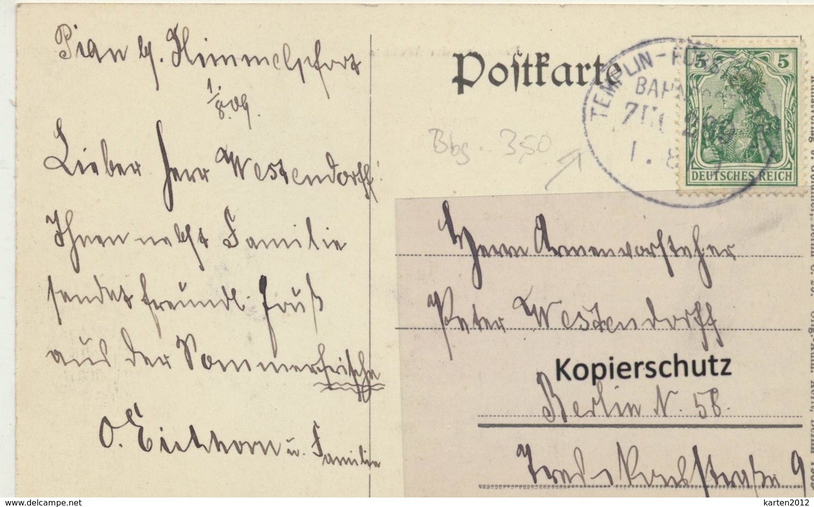 AK Lychen-Himmelpfort, Partie An Der Woblitz, Bahnpost 1909 - Lychen