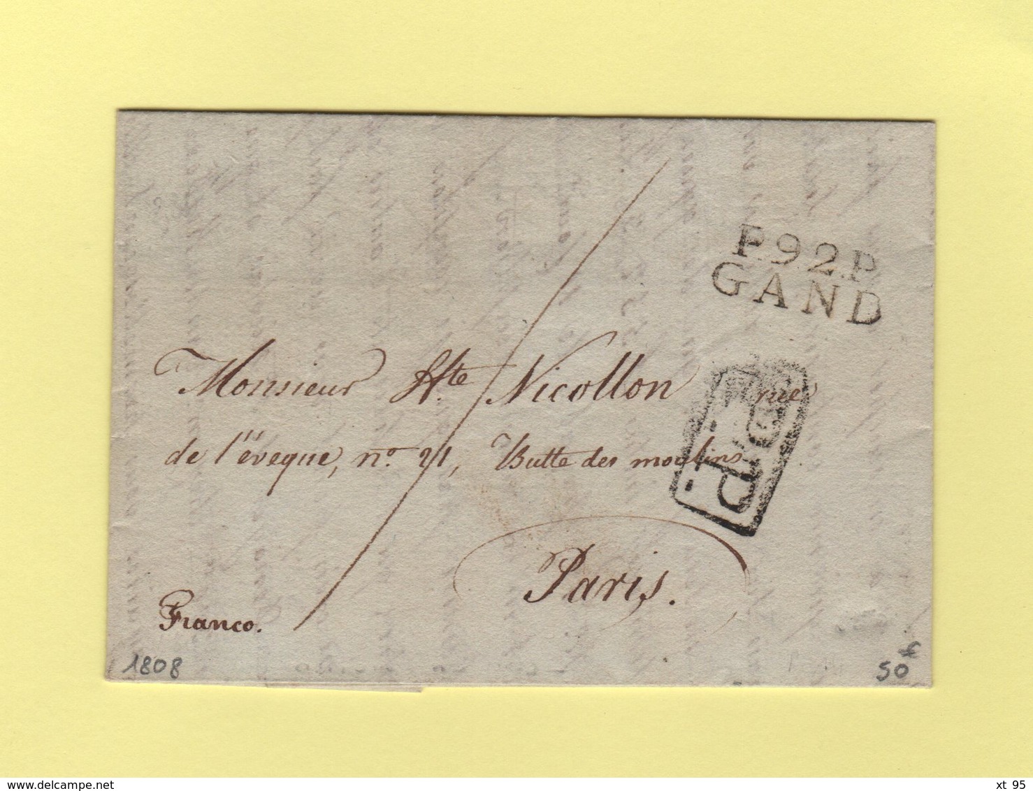 Gand - 92 - 1808 - PP Port Paye - Departement Conquis De L'Escaut - 1792-1815: Conquered Departments