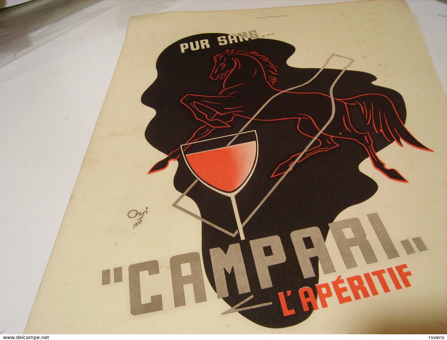 ANCIENNE PUBLICITE APERITIF CAMPARI PUR SANG 1939 - Reclame