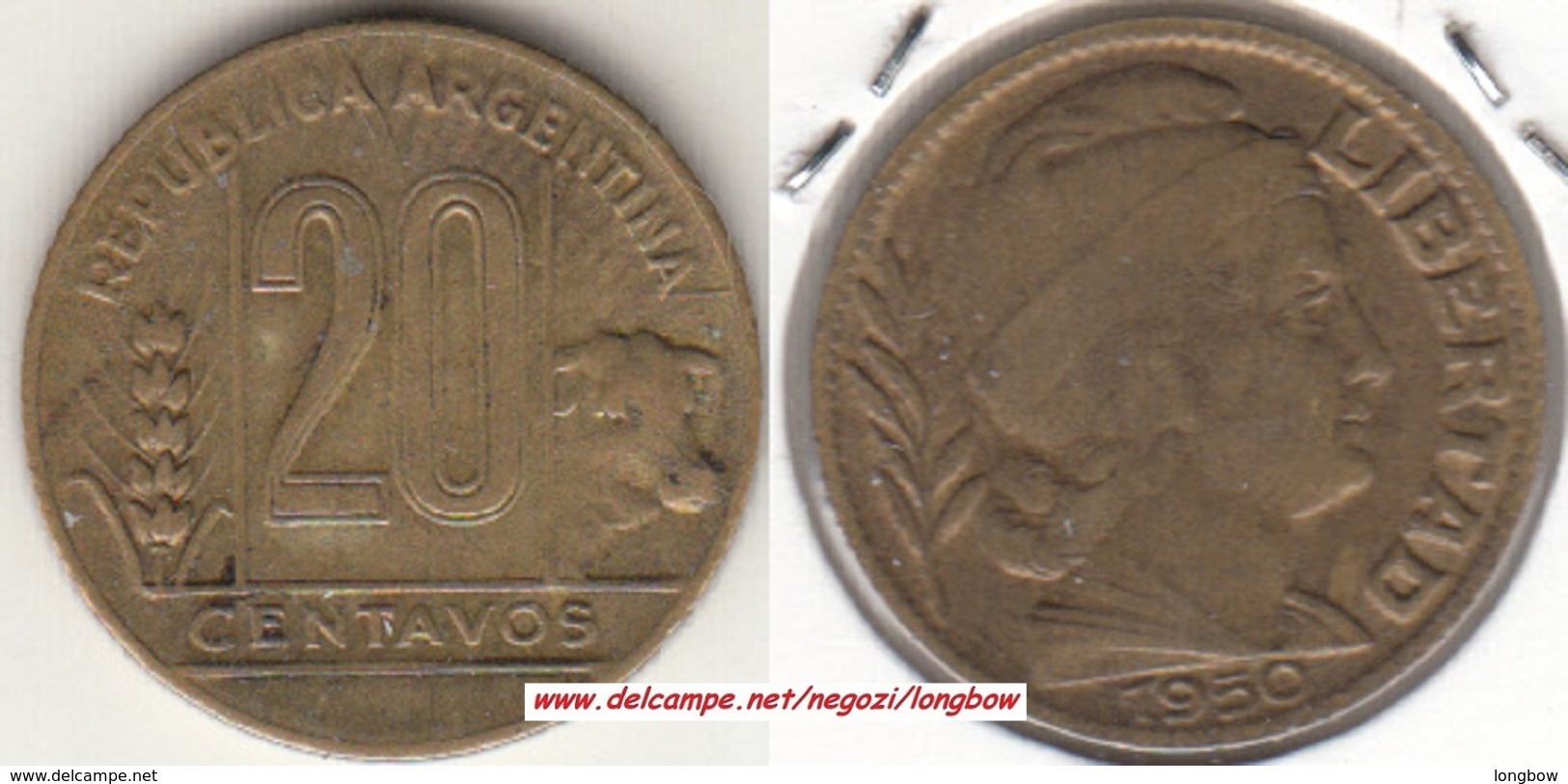 Argentina 20 Centavos 1950 KM#42 - Used - Argentine