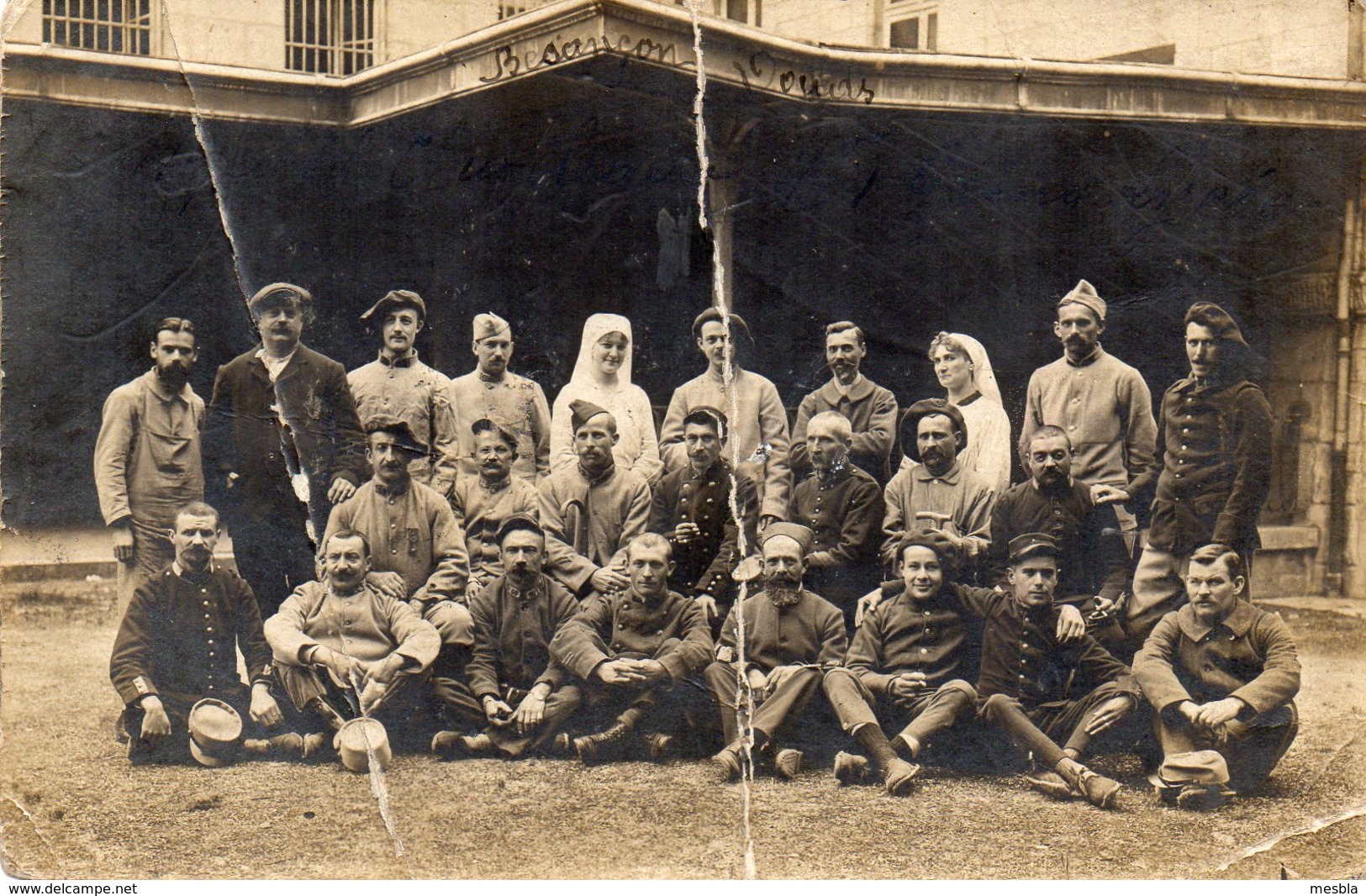 MILITARIA - Carte - Photo -  BESANCON  -  Hopital Militaire ( Ranieau Ou Rameau Louis ? )  Photo Trés Abimée... - Krieg, Militär