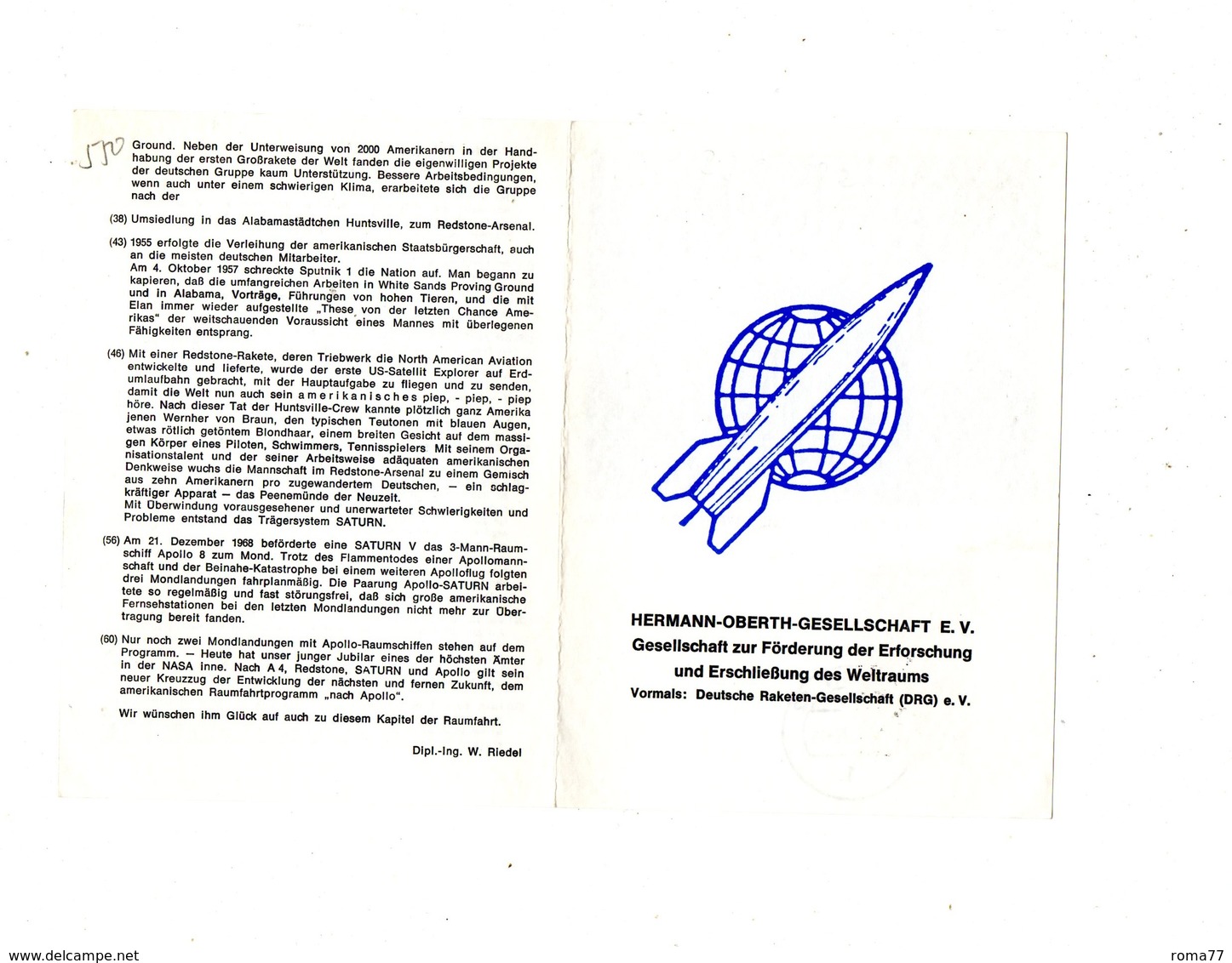 LAB344 - GERMANIA 1972 , Space Hermann Oberth Fdc Commemorativa. Opuscolo Von Braun - Covers & Documents