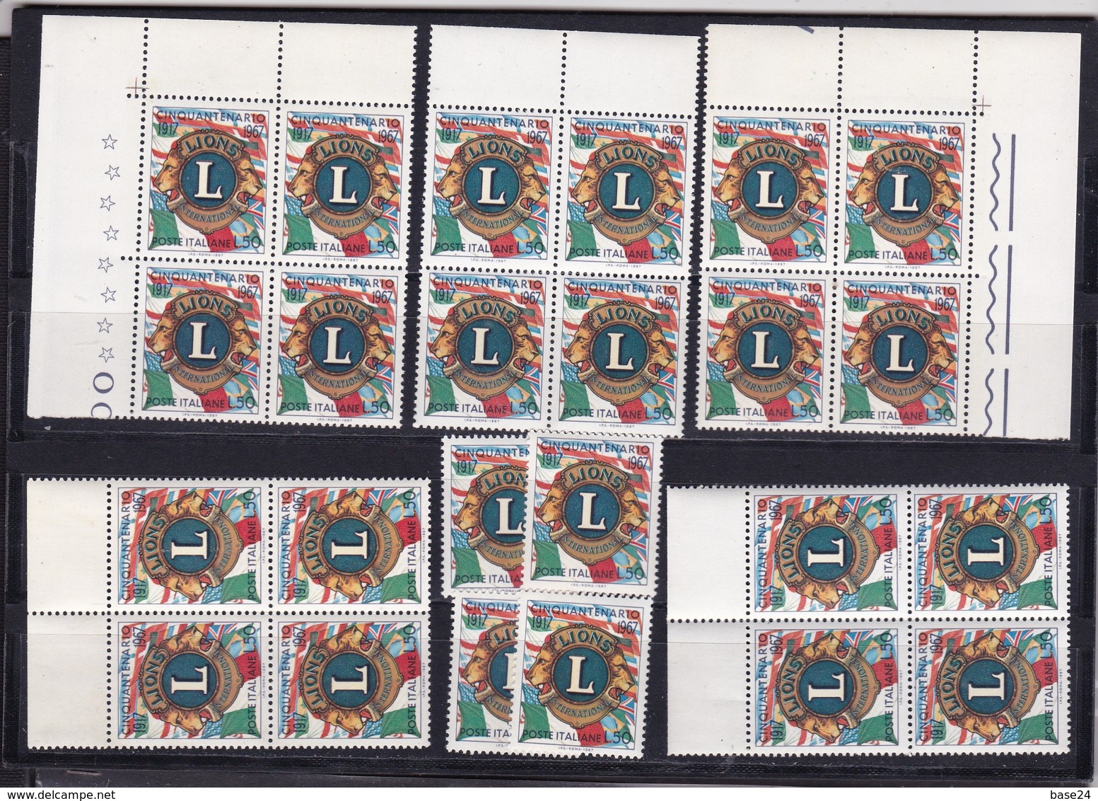 1967 Italia Italy Repubblica LIONS INTERNATIONAL 24 Serie MNH** 5 Quartine + 4 - Rotary, Lions Club