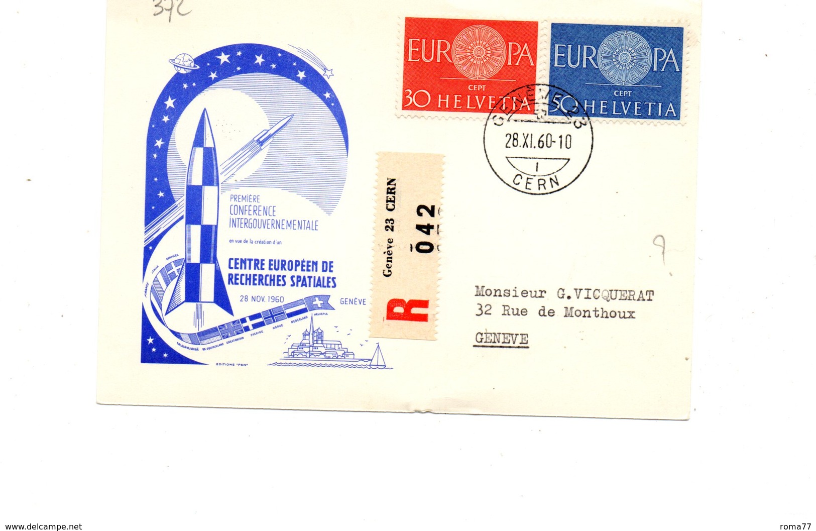 LAB372 - SVIZZERA 1960 , Space   Cartoncino Fdc Commemorativa. - Europa