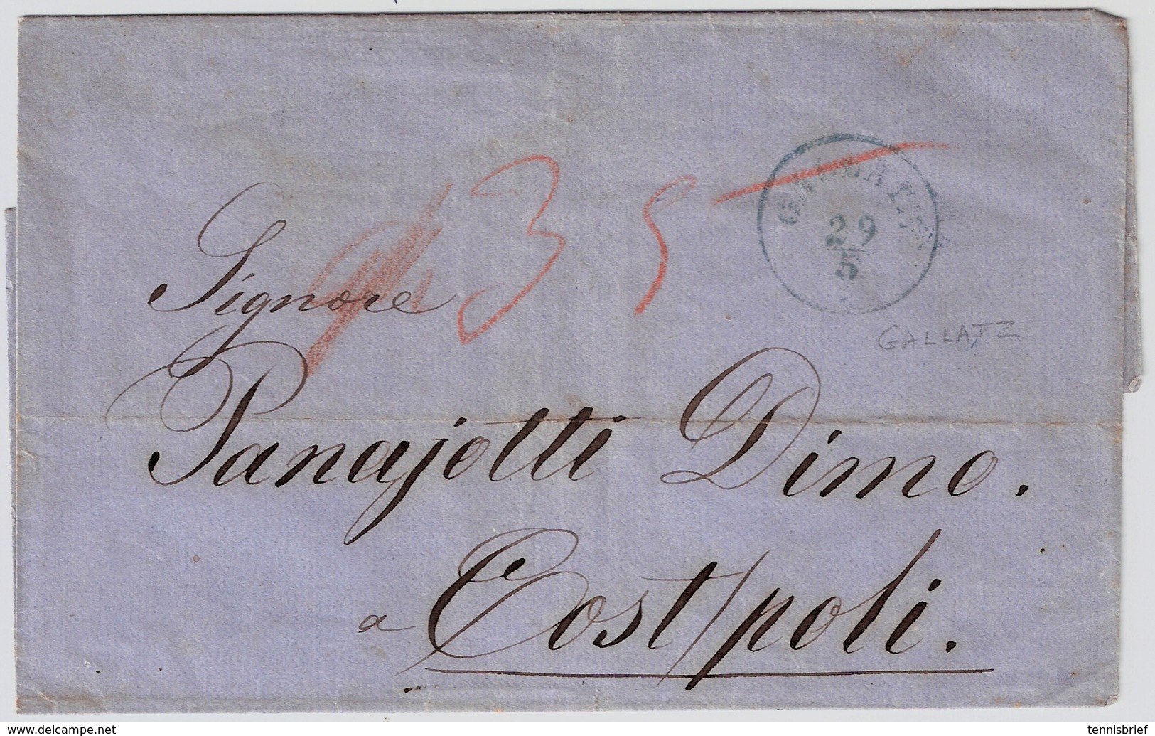 1862, Gallatz, Rs. LLoyd-Stp.,   #a1028 - Oriente Austriaco