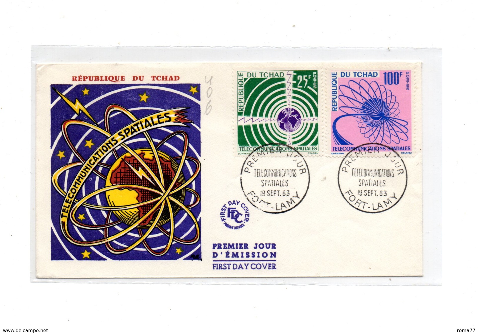 LAB406 - TCHAD CIAD 1963  ,  Space Spazio Fdc Commemorativa. TELECOMUNICAZIONI SPAZIALI - Afrika