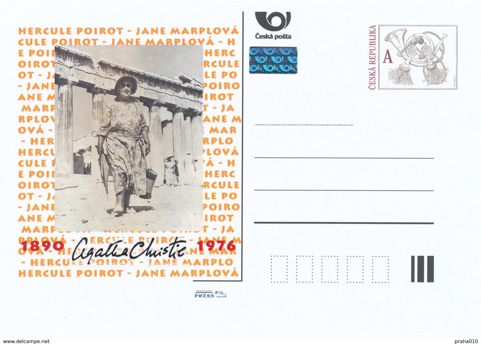 Rep. Ceca / Cart. Postali (Pre2015/34) Agatha Christie (1890-1976) Romanziere Del Crimine (Hercule Poirot E Miss Marple) - Cartoline Postali