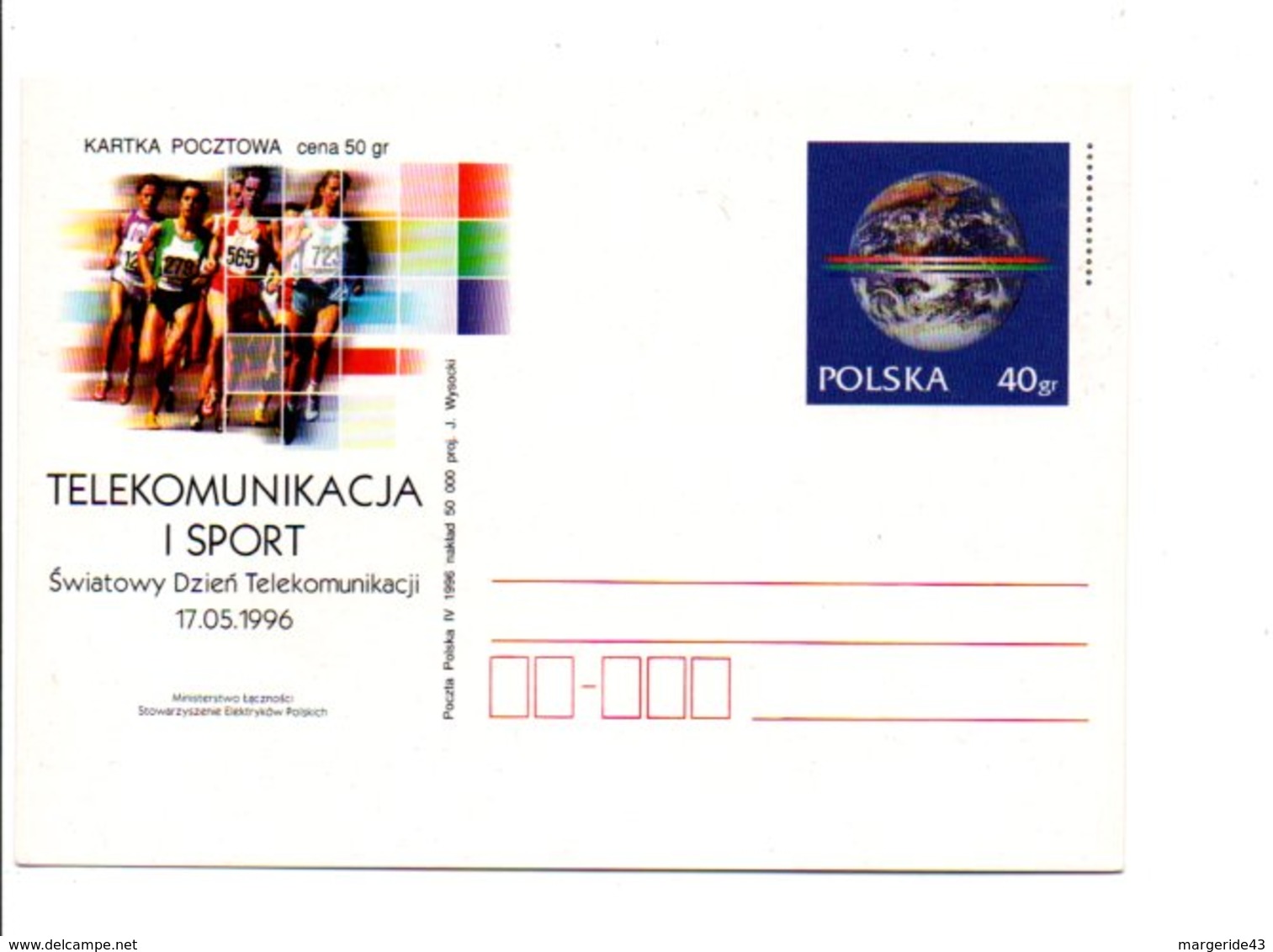 POLOGNE ENTIER NEUF 1996 TELECOMMUNICATIONS ET SPORTS - Stamped Stationery