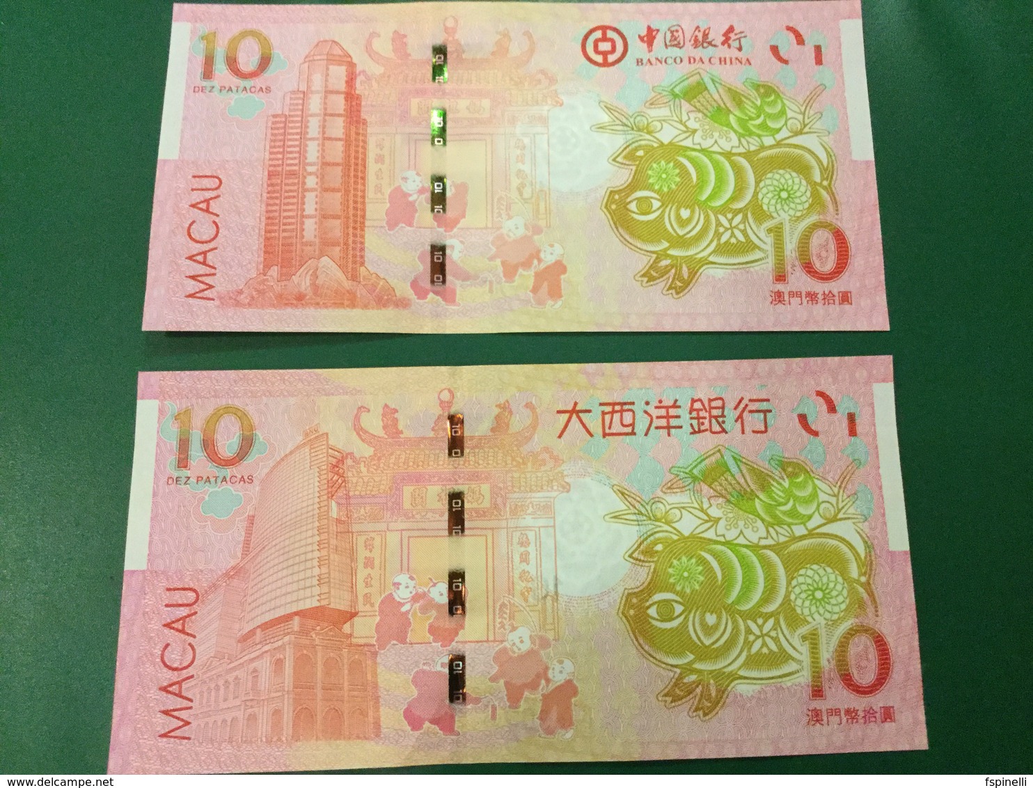 MACAO  New  Commemorative Set 2 X 10 Patacas  Year Of The  Pig Issue   1.1.2019 - Macao