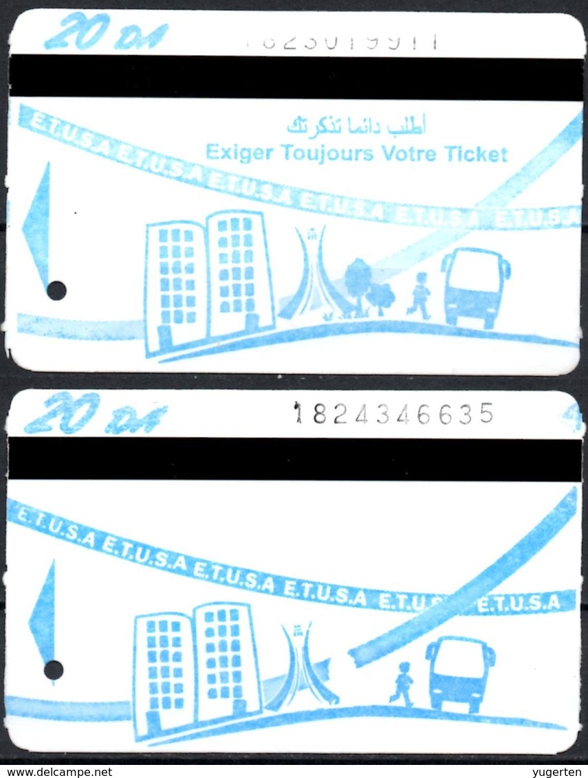 2 Tickets Transport Algeria Bus Text & Trees Omitted Algiers Alger - Biglietto Dell'autobus - 1 Busticket Variety - Wereld