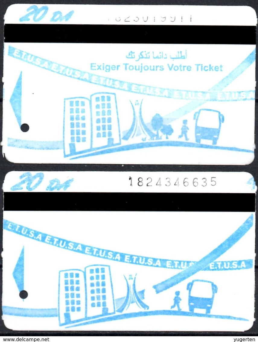2 Tickets Transport Algeria Bus Text & Trees Omitted Algiers Alger - Biglietto Dell'autobus - 1 Busticket Variety - World