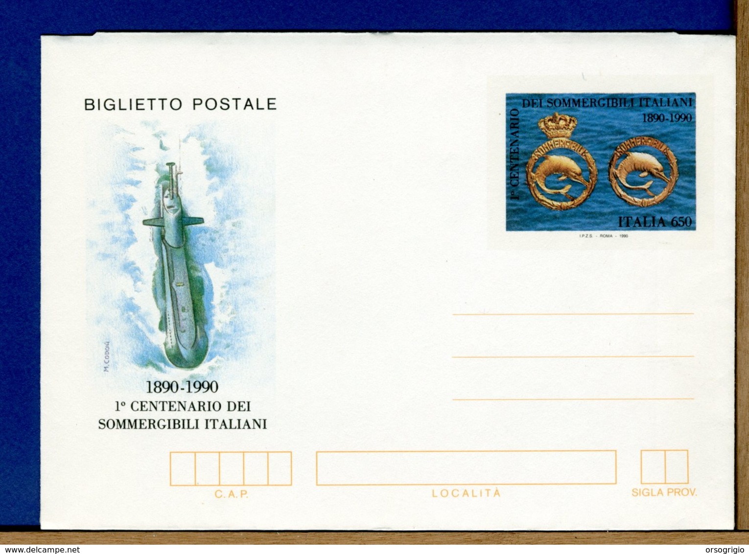 ITALIA - Biglietto Postale -   SOMMERGIBILI ITALIANI   1990 - Stamped Stationery