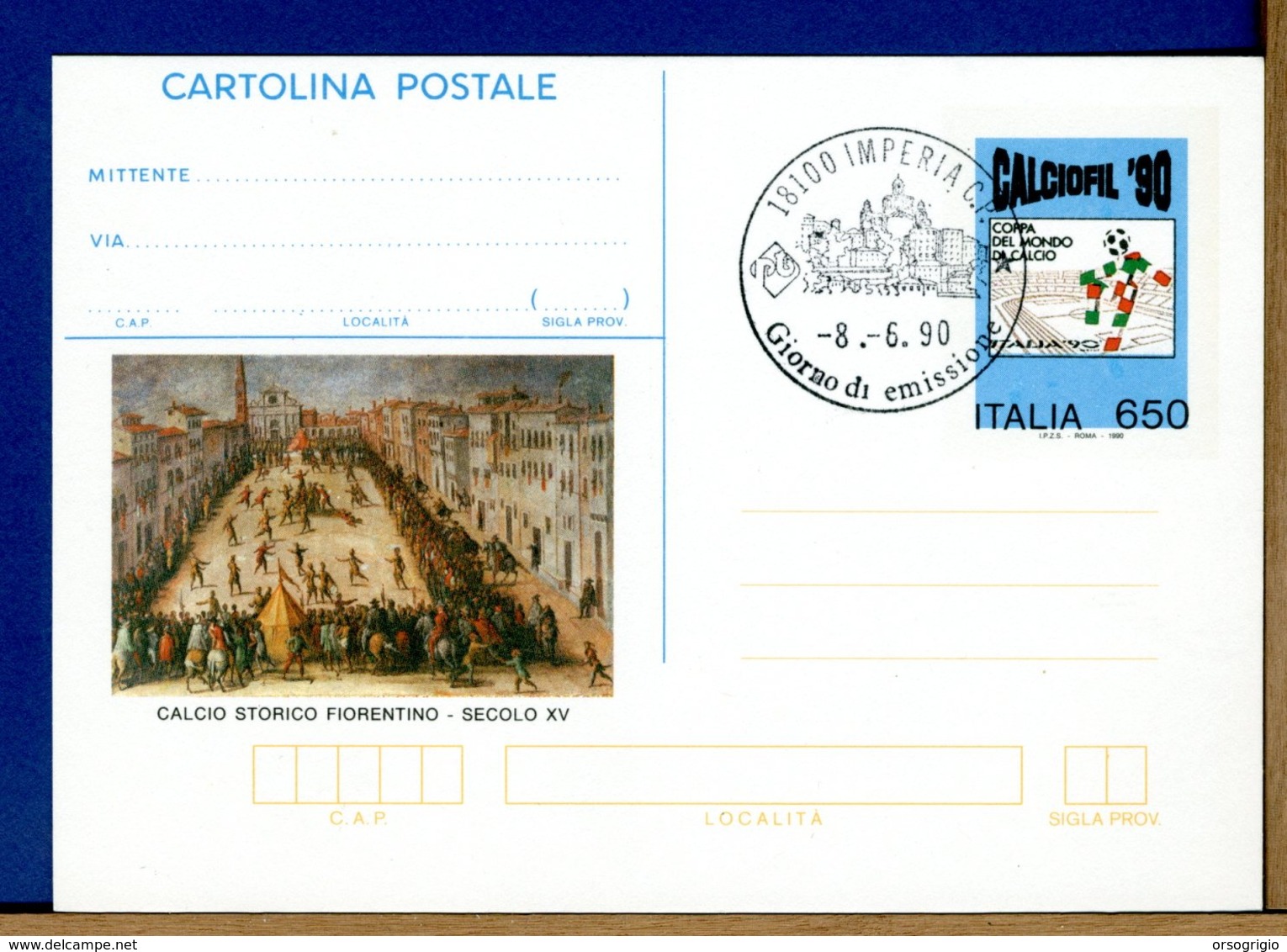 ITALIA - Cartolina  Postale -   1990    CALCIO STORICO FIORENTINO - Interi Postali