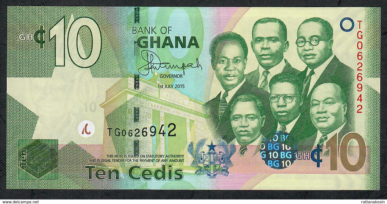 GHANA P39f 10 CEDIS 1.7.2015  #TG     UNC. - Ghana