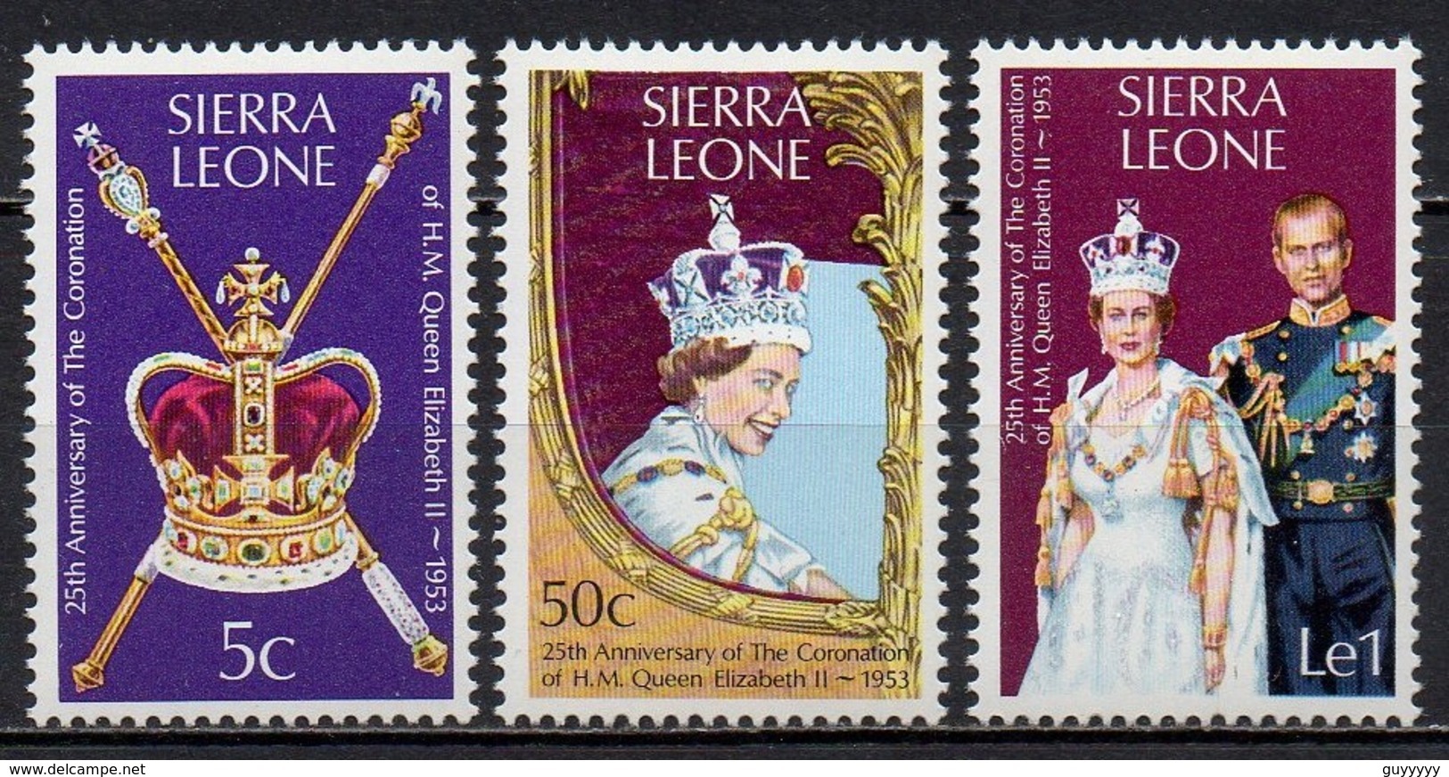 Sierra Leone - 1978 - Yvert N° 408 à 410 ** - 25° Anniversaire Du Couronnement D'Elizabeth II - Sierra Leone (1961-...)