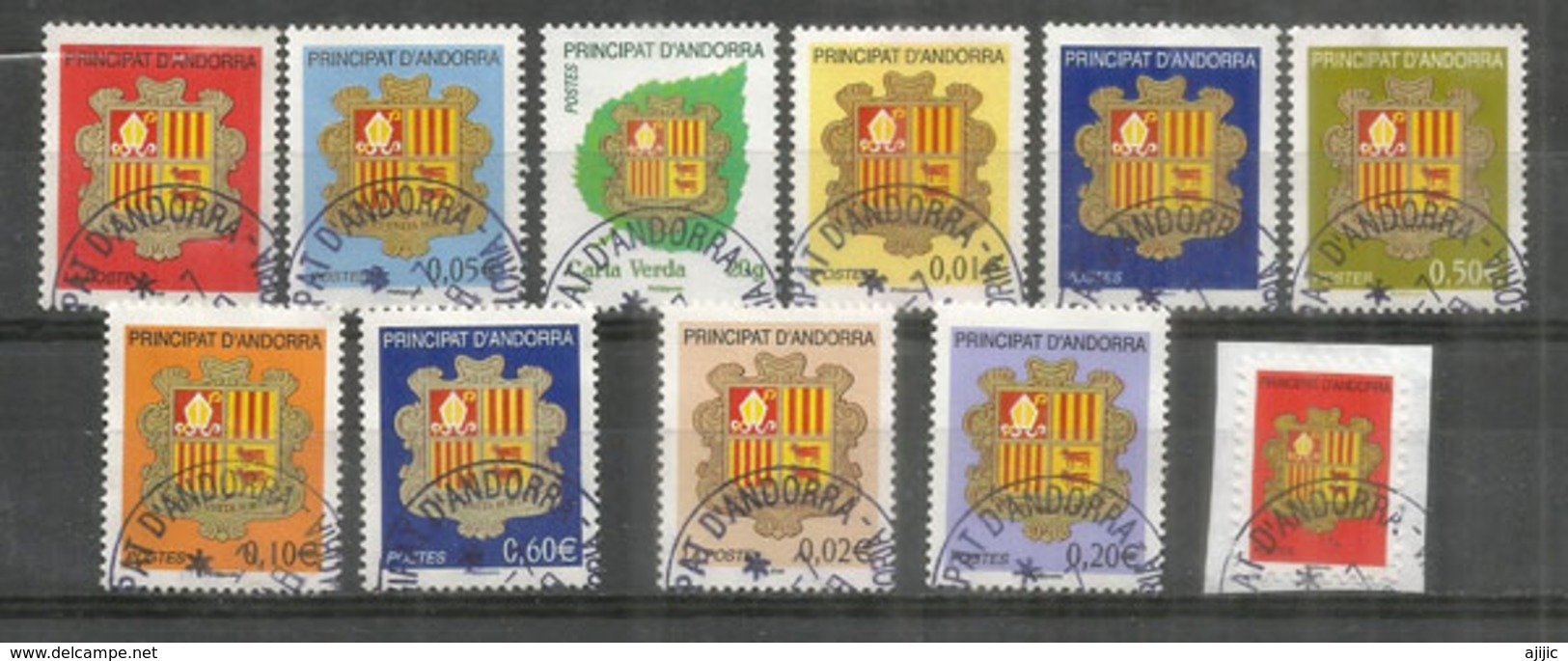 Nouvelle Série BLASONS,  11 Timbres Oblitérés 1 ère Qualité, Inclus Autocollant Sur Fragment Lettre - Oblitérés