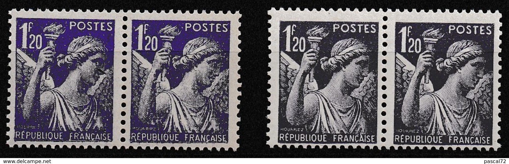 1944 Variété Sur Y&T 651 Paire Claire Avec Paire Normale N** - Unused Stamps