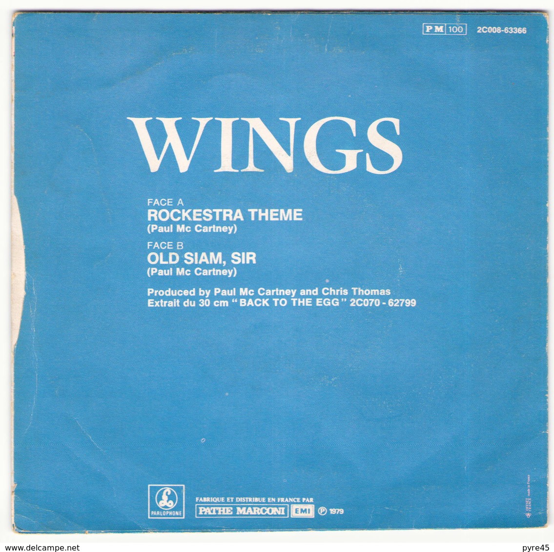 45 TOURS WINGS ROCKESTRA THEME PATHE 63366 INDICATIF DE CHLOROPHYLLE SUR EUROPE 1 - Música Del Mundo