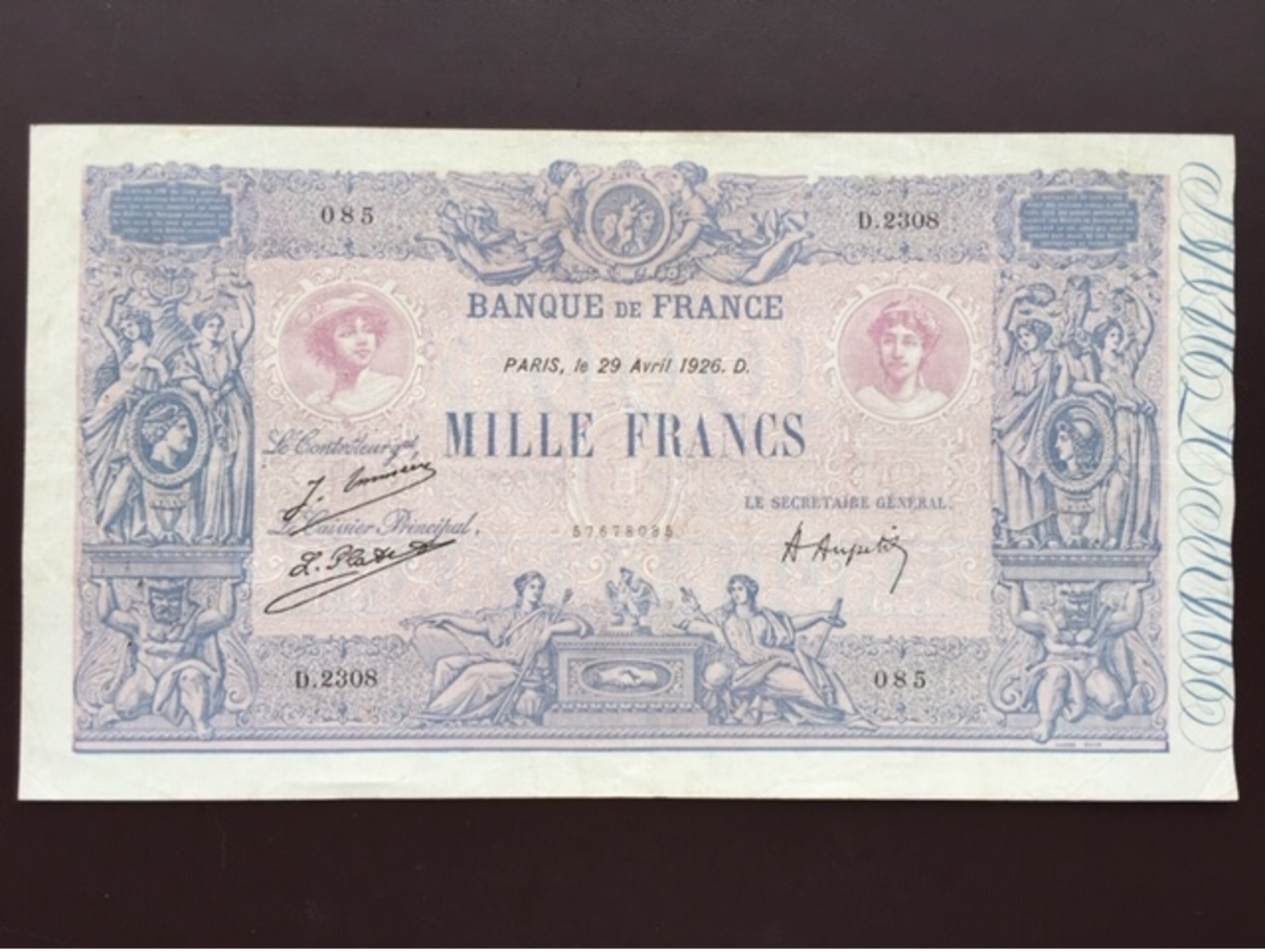 FRANCE P67K 1000 FRANCS 29.04.1926 VF+ - 1 000 F 1889-1926 ''Bleu Et Rose''