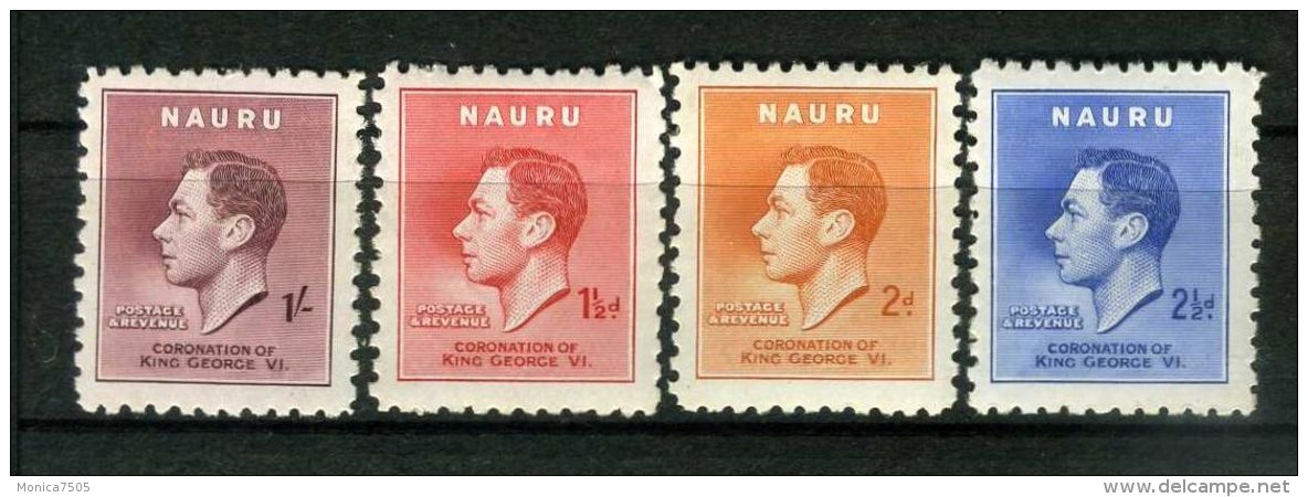 NAURU : COURONNEMENT DE GEORGE VI , TIMBRES  NEUFS  AVEC  TRACE  DE  CHARNIERE . - Royalties, Royals