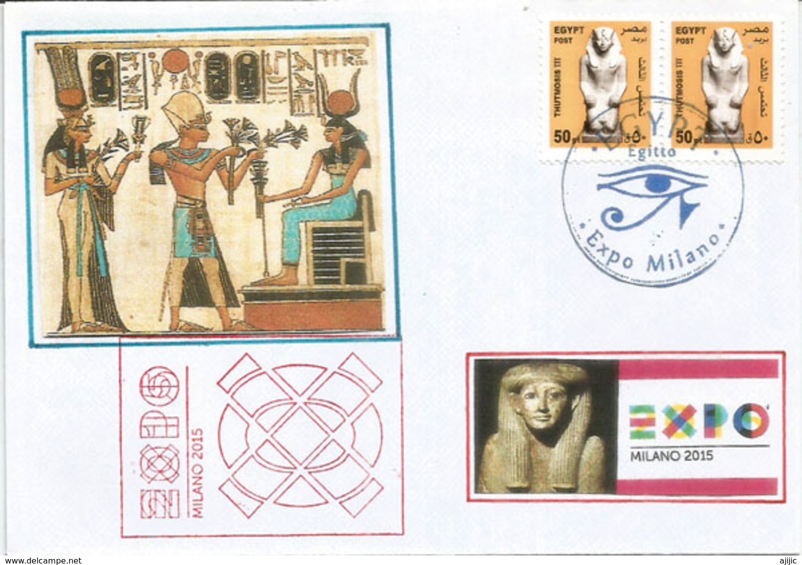 EGYPTE. EXPO MILAN 2015, Lettre Du Pavillon Egyptien à MILAN, Avec Timbres Egypte Vendu Au Pavillon (RARE) - Lettres & Documents